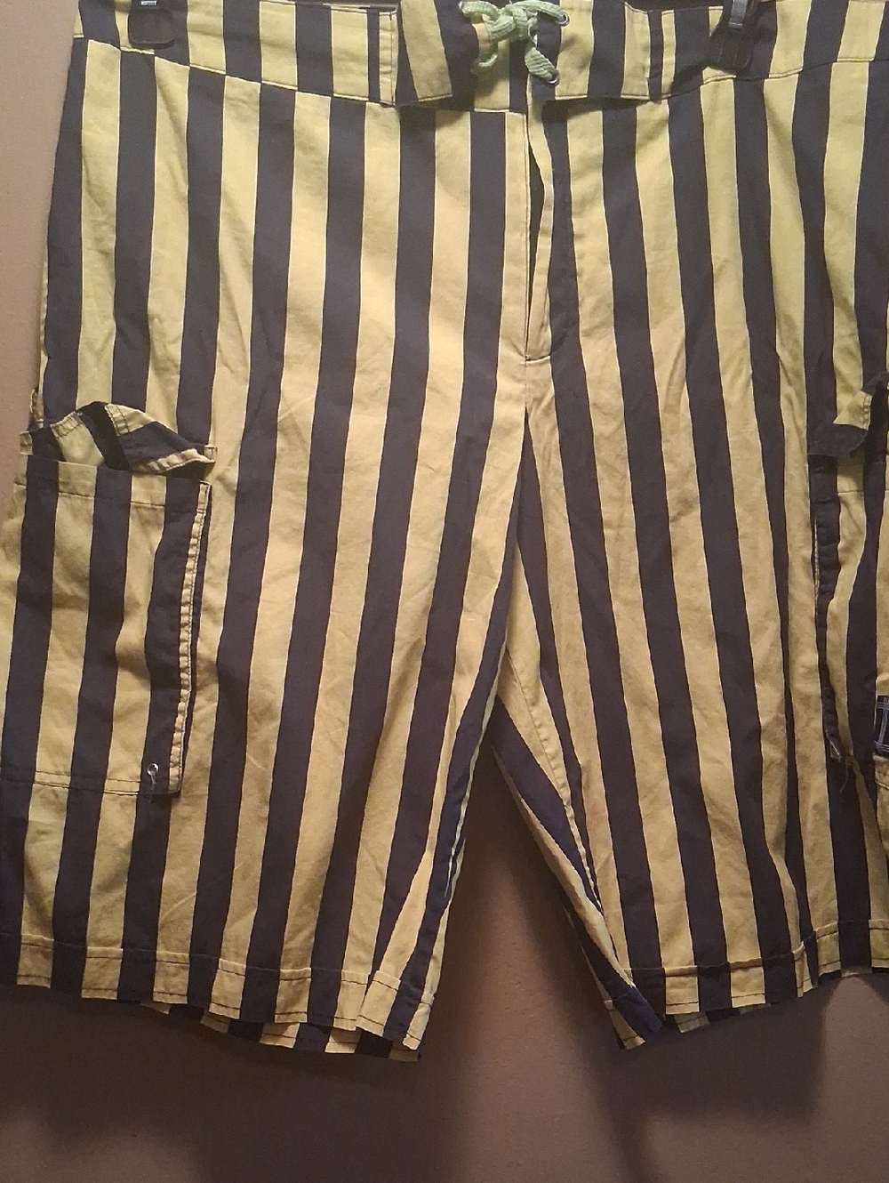 Burberry Striped Navy and Yellow Summer Bathing Trunks L